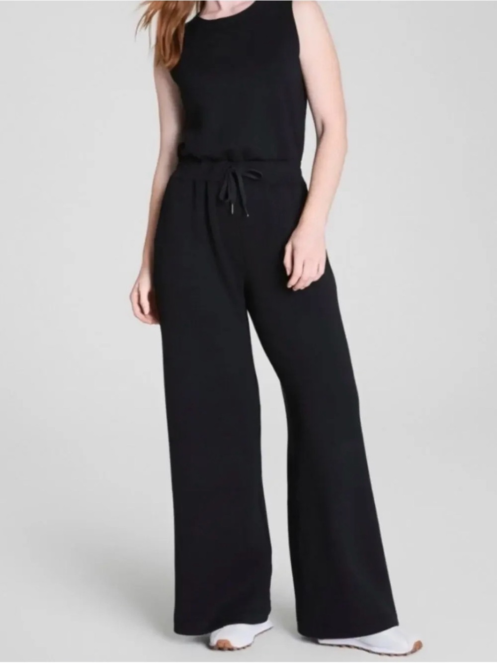 SPANX AirEssentials Sleeveless Wide Leg Jumpsuit Very Black-Tall